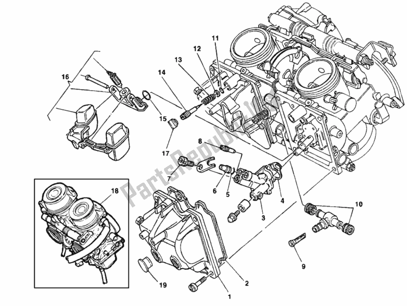 Todas las partes para Carburador de Ducati Monster 600 Dark 1998